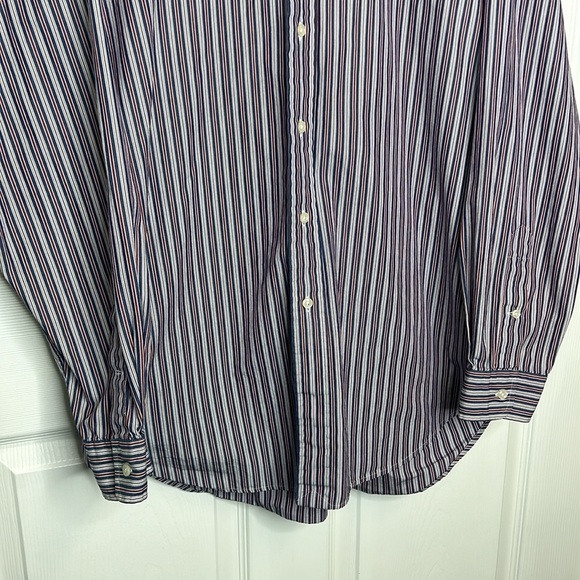 Ralph Lauren Blake Men's L Red White Blue Striped Long Sleeve Button Down Shirt - Picture 5 of 7